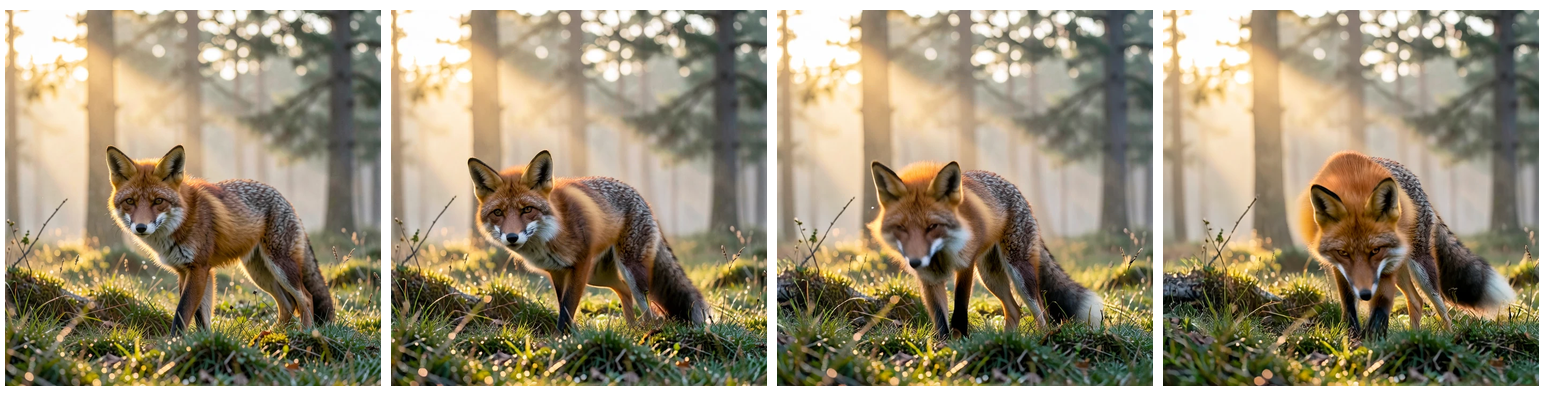 Hero shot contact sheet: quality holds while the fox advances