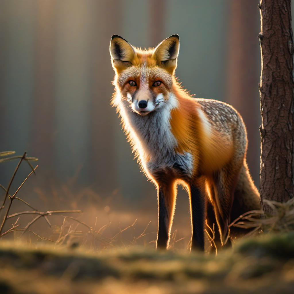 SDXL fox — handsome, but no mist and no dew