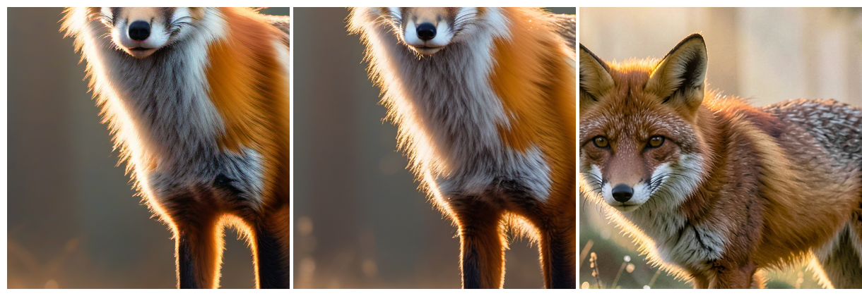 SDXL single pass vs two-pass vs FLUX.2 klein, native-resolution crops