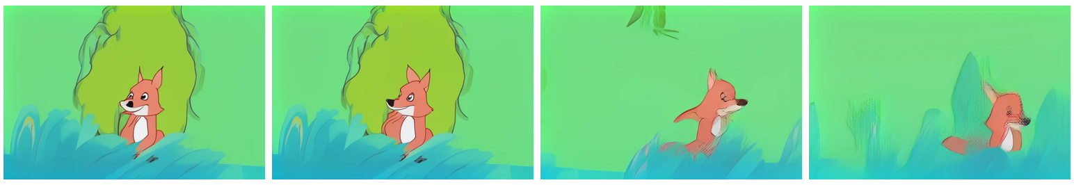 Cartoon at 361 frames: the fox dissolves by the final third